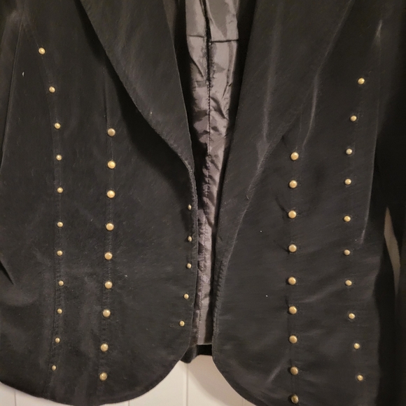 Vintage Black Velour Blazer With Gold Buttons Size Medium - Picture 2 of 3